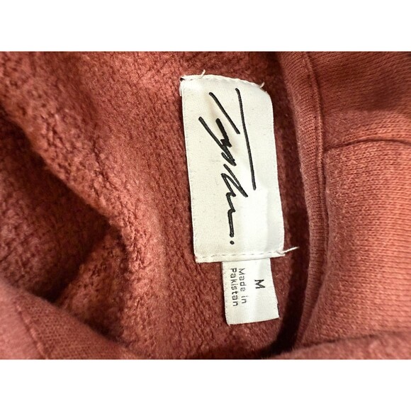 Topman Hoodie Men’s Medium Pullover Muted Rose Logo Patch Kangaroo Pocket Casual - Picture 6 of 7